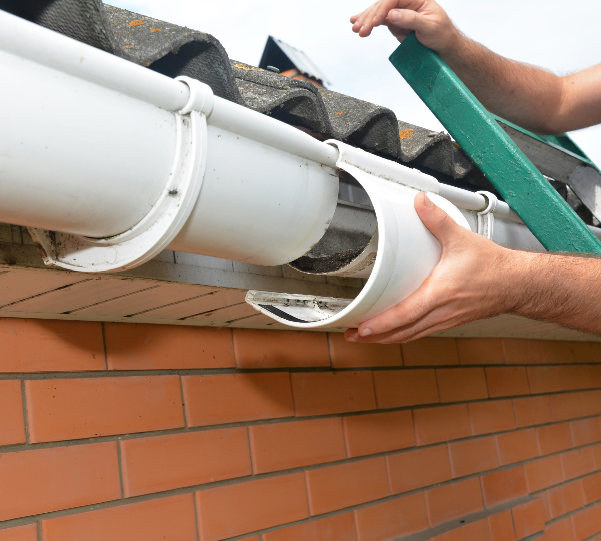 Louisville gutter repair being performed