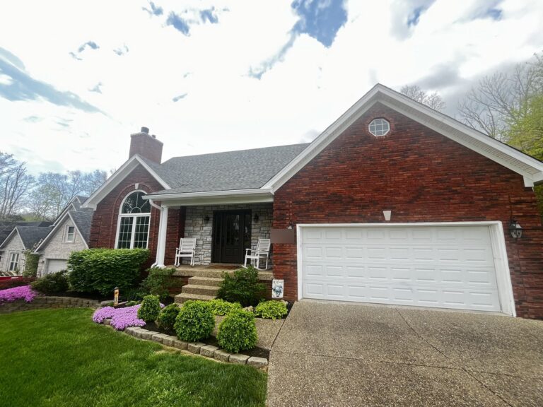Completed roof replacement on Chenwood Lane in Jeffersontown, KY: TAMKO Titan XT in Thunderstorm Grey